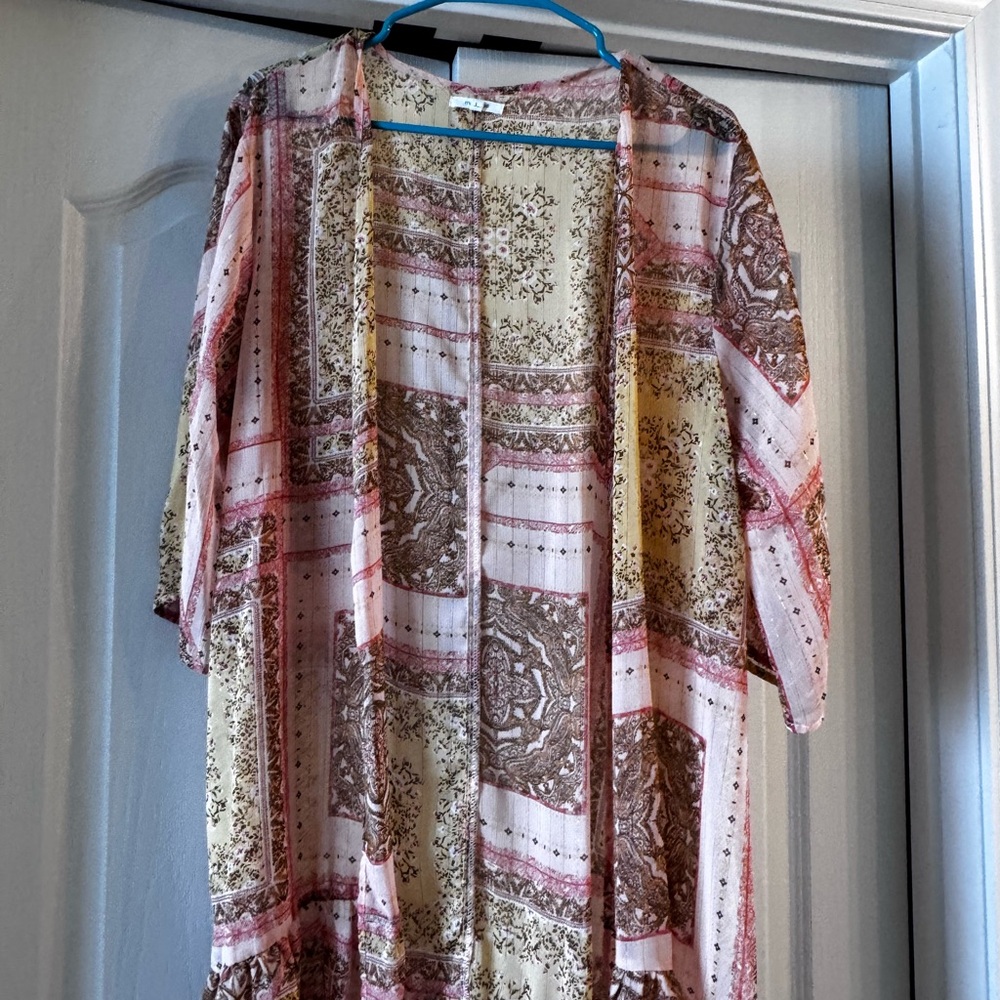 Maurices Multicolor Patterned Kimono Top
